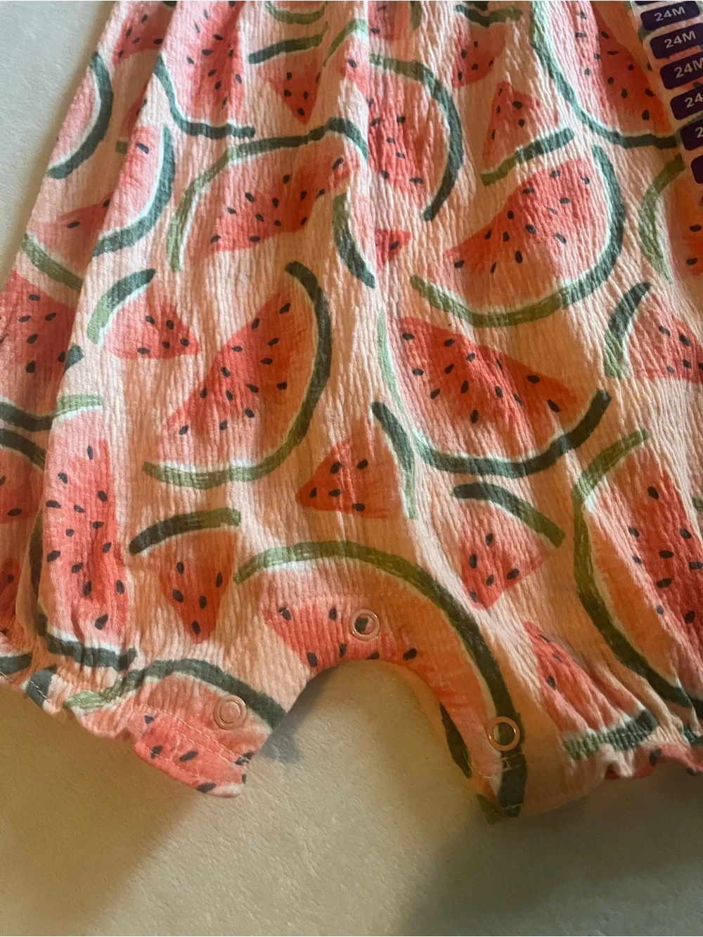Carter's Peach and Green Watermelon Print Romper 24M